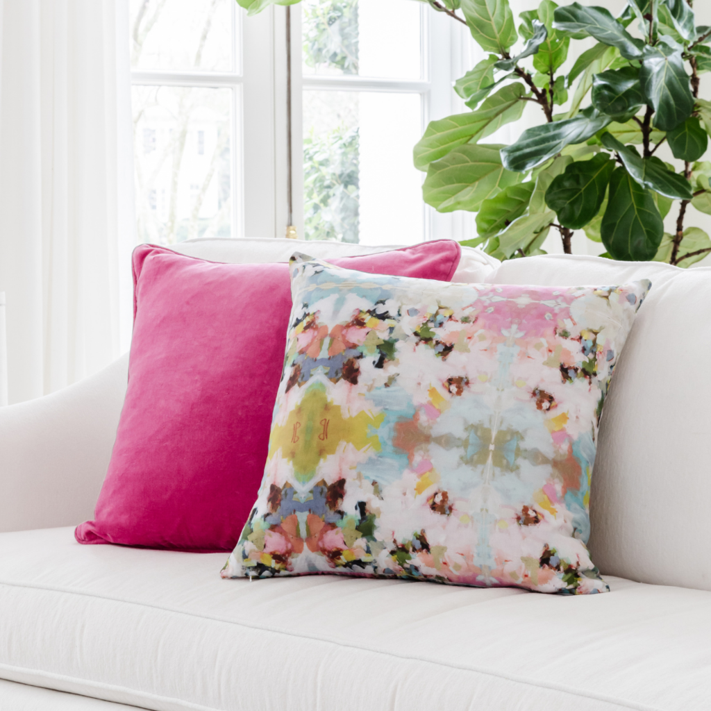 Little Chapel 22" square throw pillow from Laura Park Designs with complementary pillow