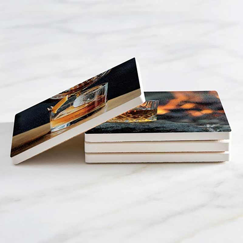 Low Ball Whiskey & Fire Coaster Set stacked