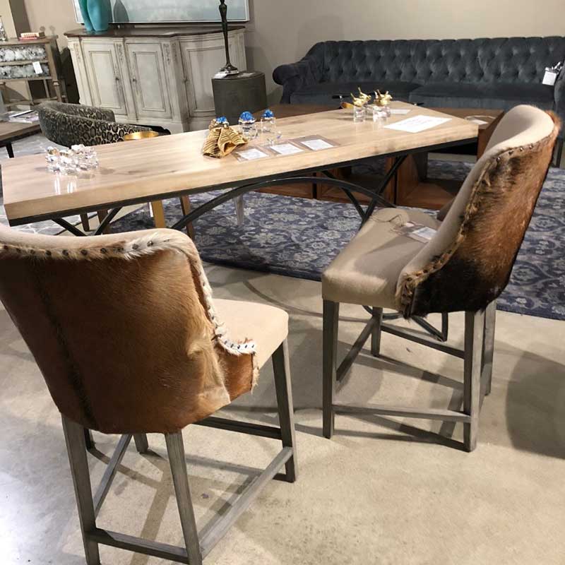 Monarch Console with oyster maple top on iron base