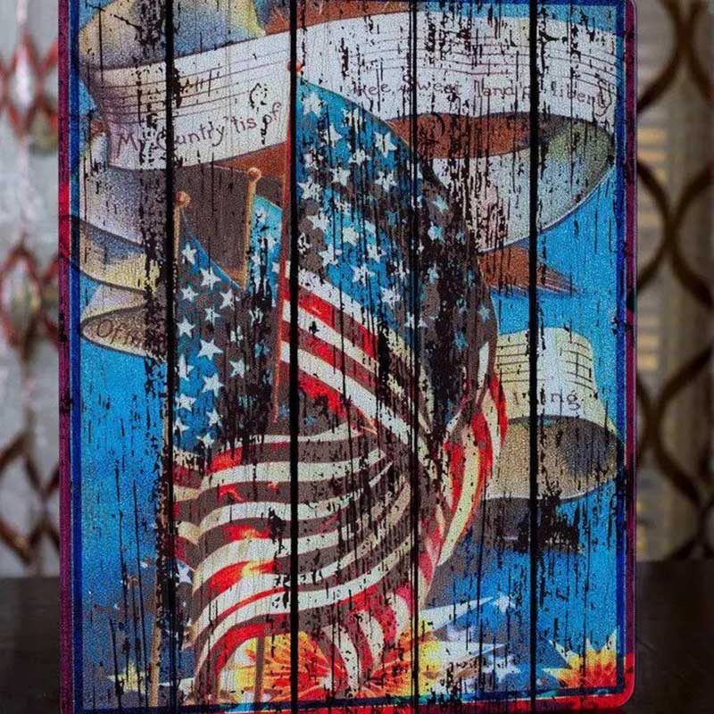 Old Glory Vintage American Flag Cutting Board with wood plank effect