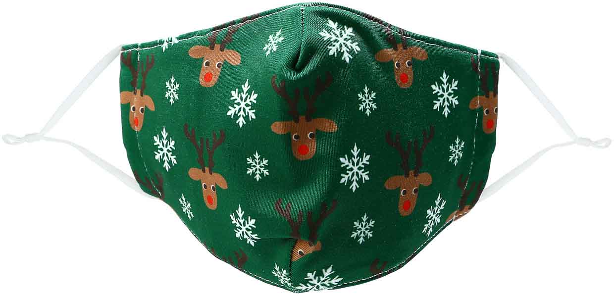 Reindeers & Snowflakes kid's face mask red-nose reindeers and snowflakes