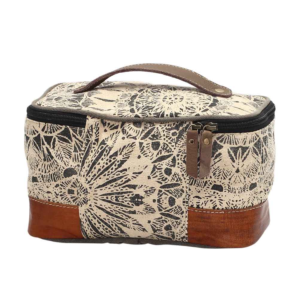 Flower Design Shaving Kit Bag Back View Myra Bag Harley Butler Trading Company
