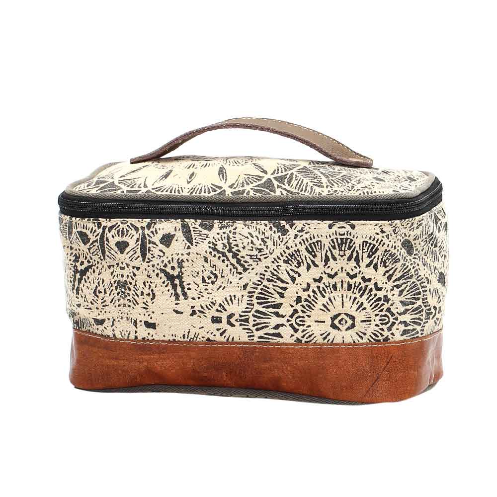 Flower Design Shaving Kit Bag Front View Myra Bag Harley Butler Trading Company