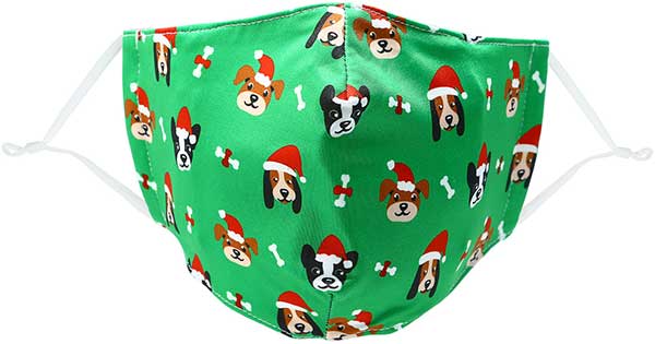 Santa Dog adult holiday mask with dogs in red caps