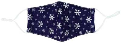 Snowflakes kid's face mask with snwoflakes on blue background flat view
