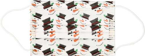 Snowman Kid's disposable face mask with snowman flat view