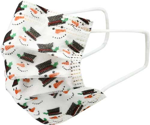 Snowman Kid's disposable face mask with snowman side view