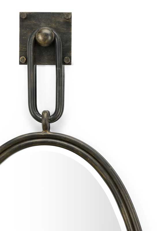 Tobago Mirror in bronze beveled iron frame from Wildwood detail