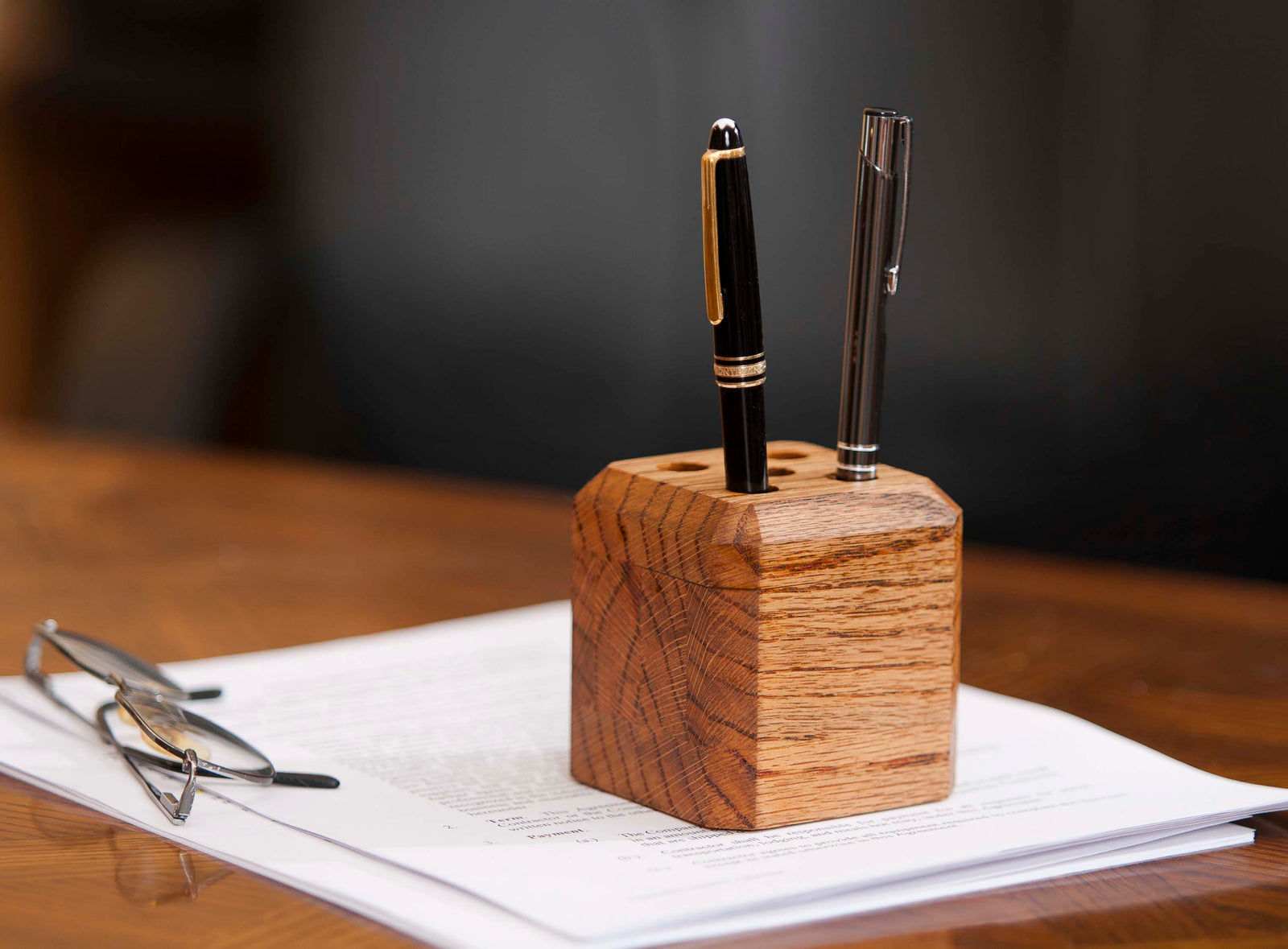 Wood Pen Organizer Desk Accessory Blue Valley Woodworks