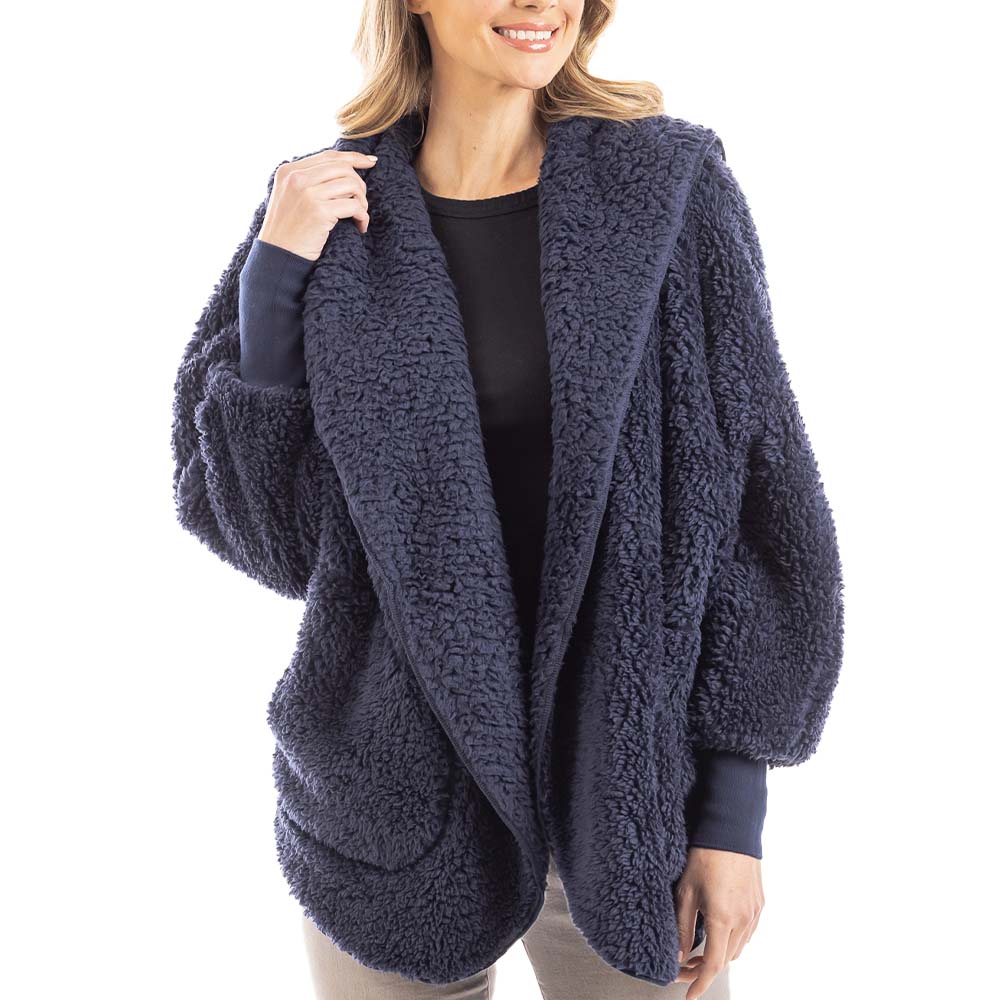 Colorful Lightweight Body Wrap with Hoodie in Navy