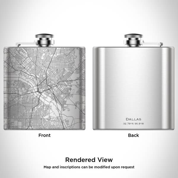 Engraved Map Hip Flask - Dallas