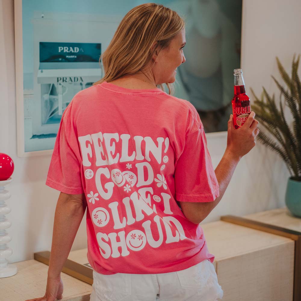 Feeling Good Like I Should Oversized T-Shirt in Crunchberry