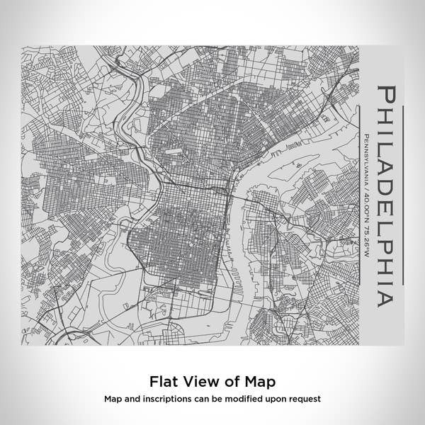 Engraved Map Bottle Bamboo Top - Philadelphia