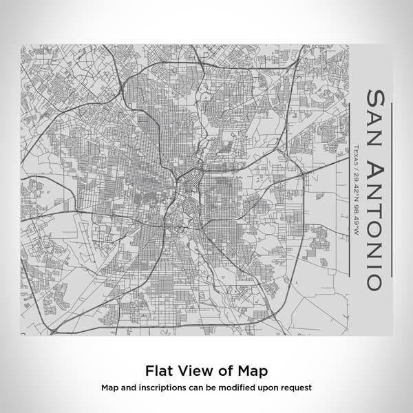 Engraved Map Bottle Bamboo Top - San Antonio