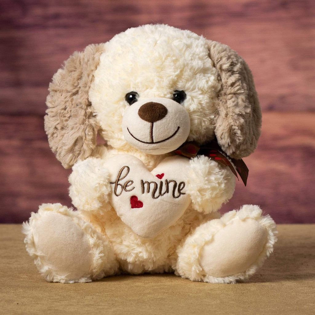 Plush Valentine Dog is 9" tall sitting