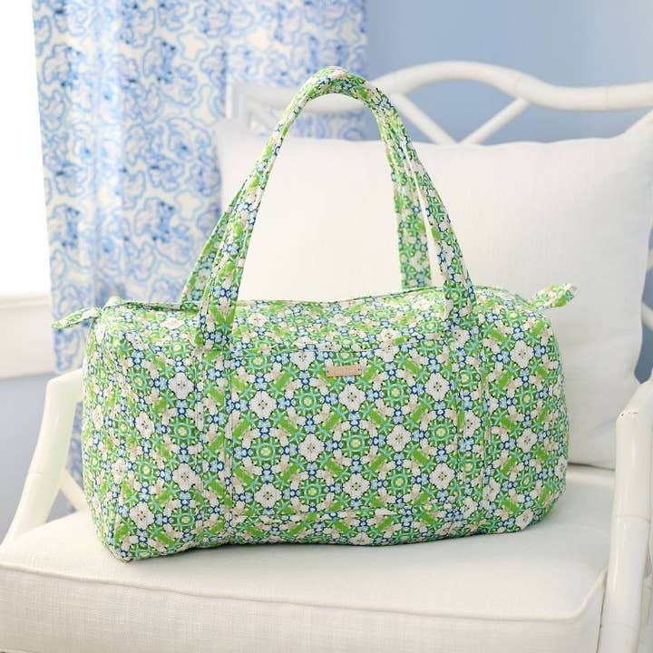 Serendipity Signature Duffel Bag in colorful greens and blues