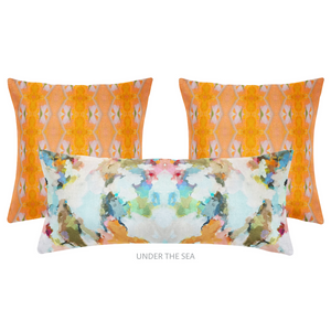 Orange Blossom Linen Throw Pillow shown with the Under The Sea bolster