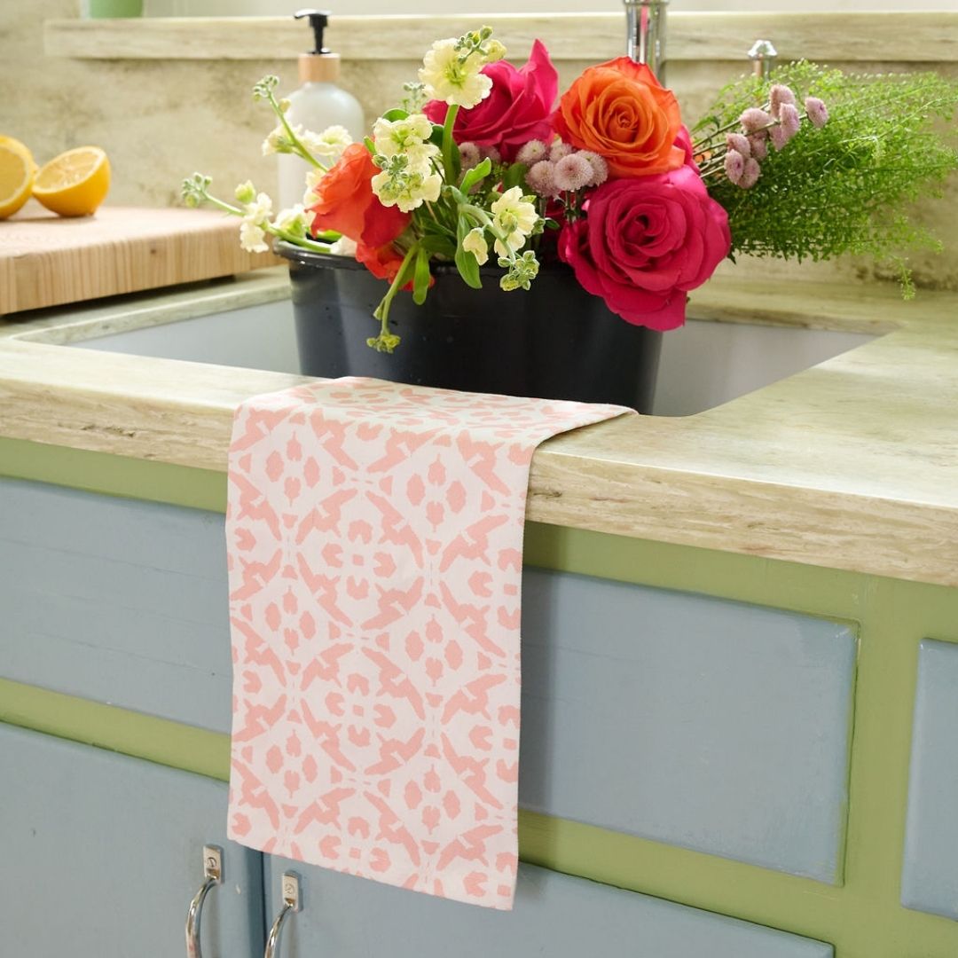 Porto Tiles Blush Tea Towel