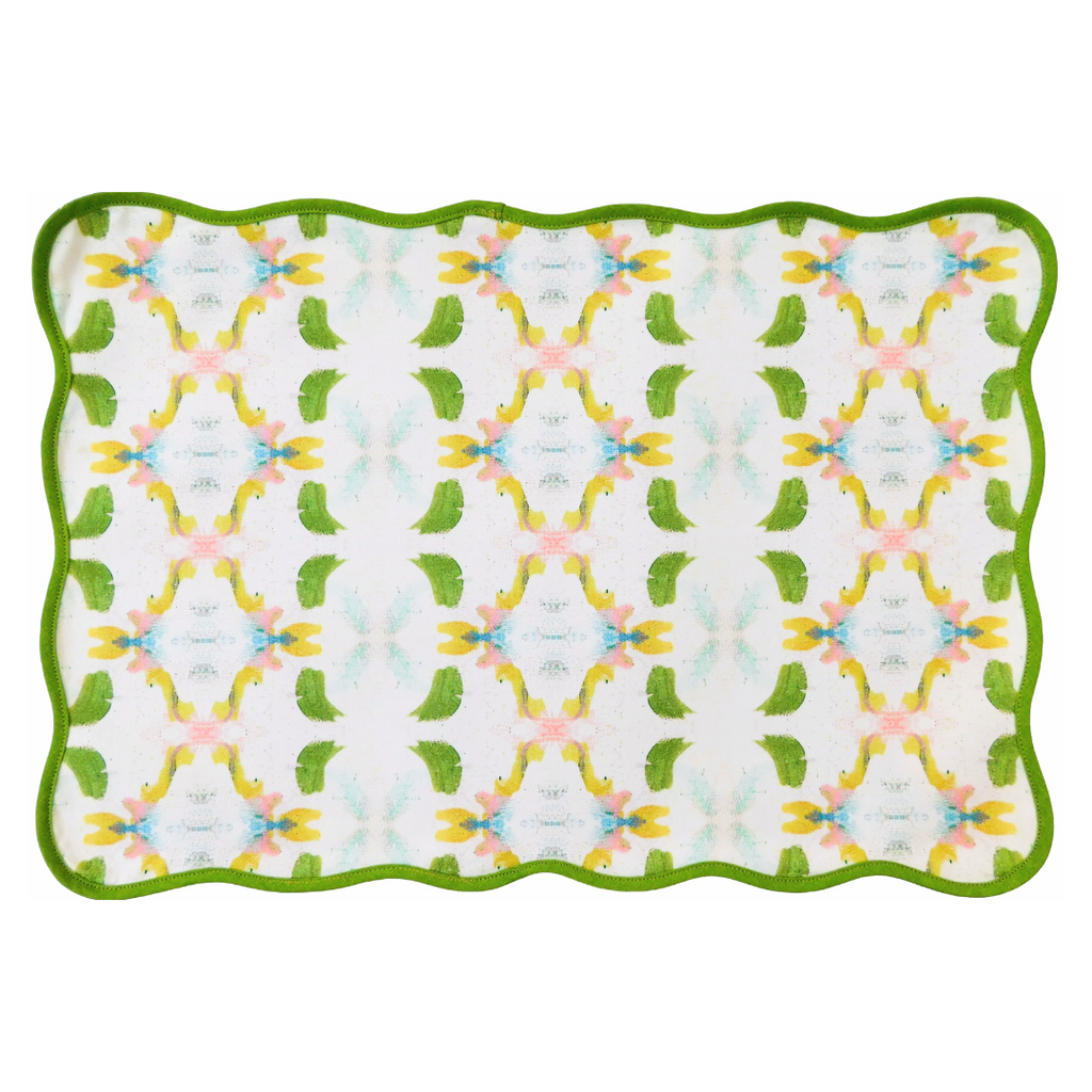Dogwood Scalloped Placemats with scalloped edges