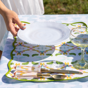 Dogwood Scalloped Placemats make a tablescape statement