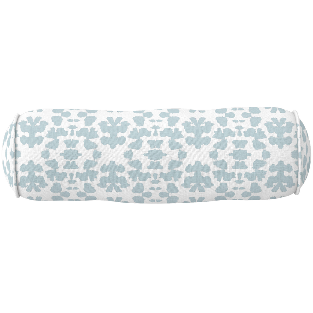 Chintz Mist Round Bolster Pillow adds color and shape
