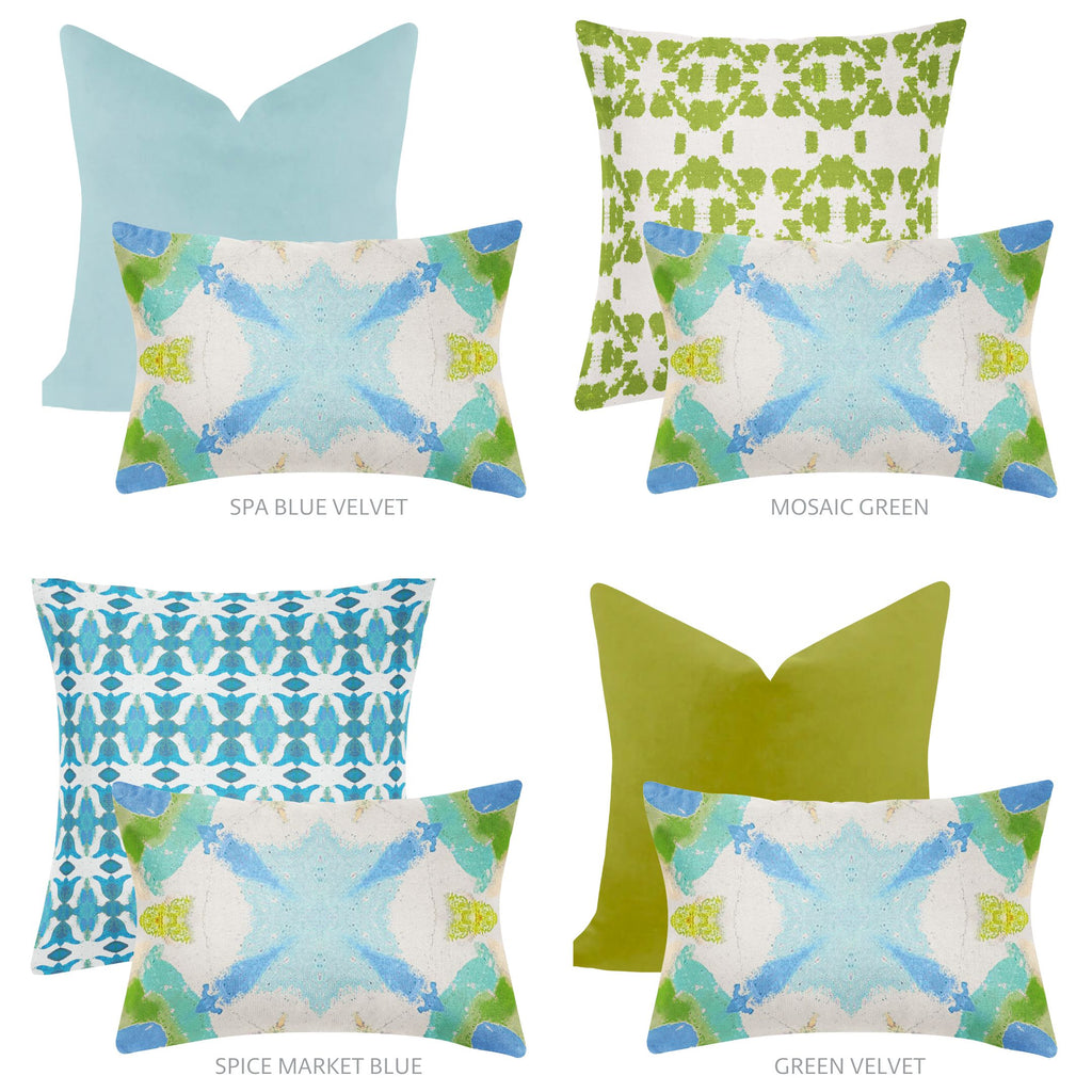 Hyacinth Azul Throw Pillow and complementing patterns