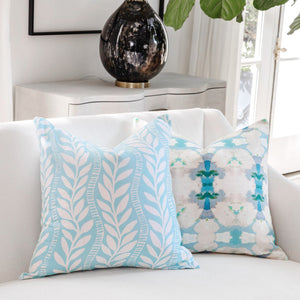 Vineyard Trellis Blue 22"x22" Throw Pillow complements a variety of patterns.