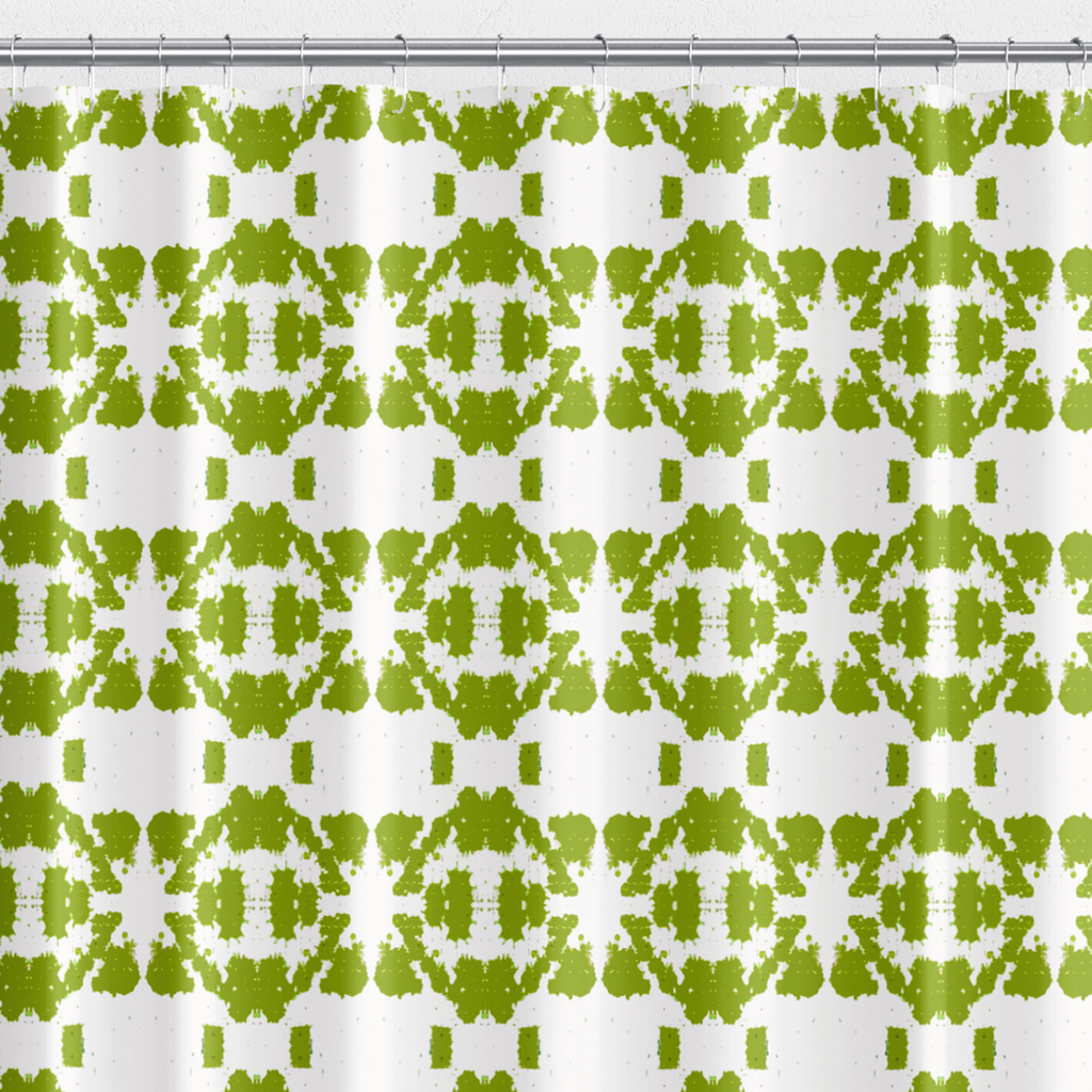 Mosaic Green Scalloped Shower Curtain