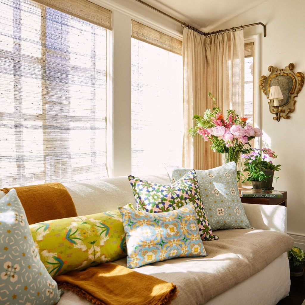 English Garden Citron Throw Pillow lifestyle sofa display