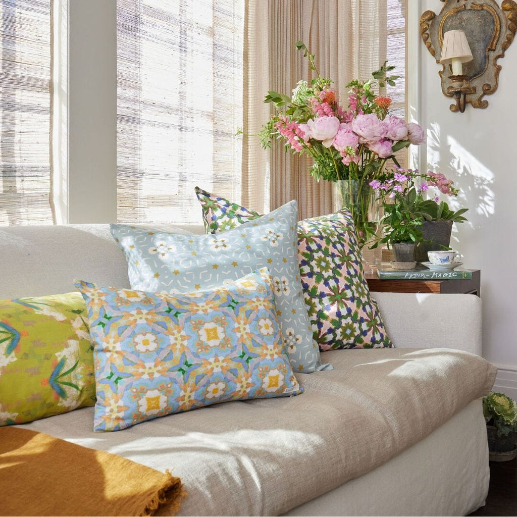 Dorset Garden Gray Throw Pillow sofa display