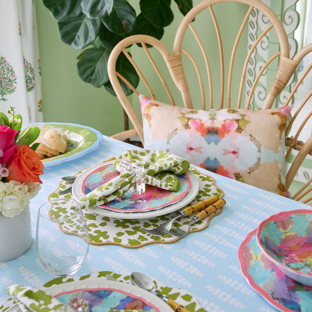 Chintz Green Scalloped Dinner Napkins