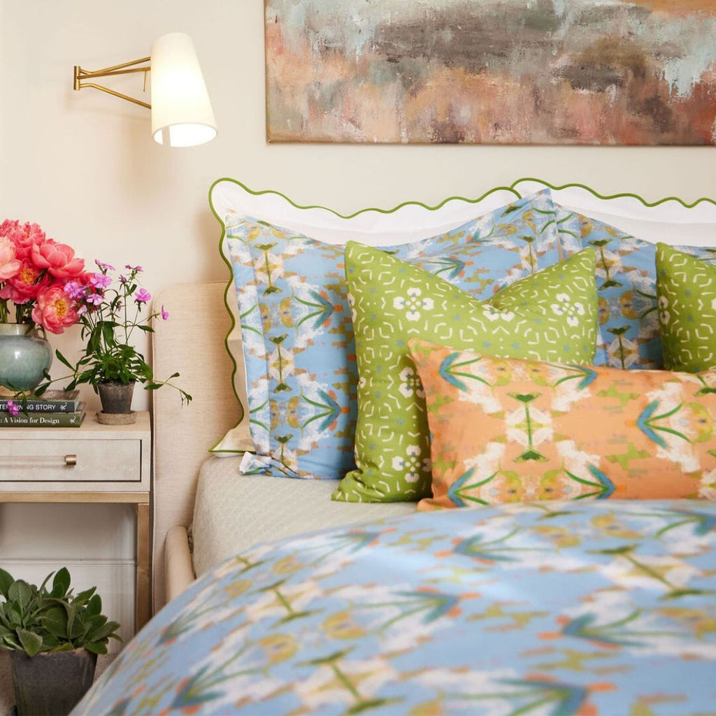 English Garden Orange Throw Pillow lifestyle bedroom display