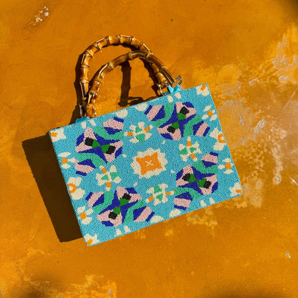 The "Annie" Bag, Chelsea Blue handmade with preciosa seed beads