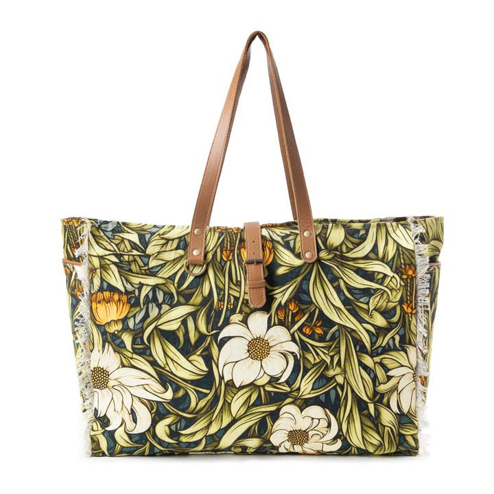 Lovely Florals Weekender Bag in dark green