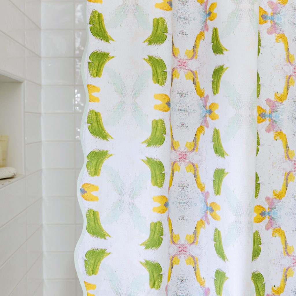 Dogwood Scalloped Shower Curtain pattern detail