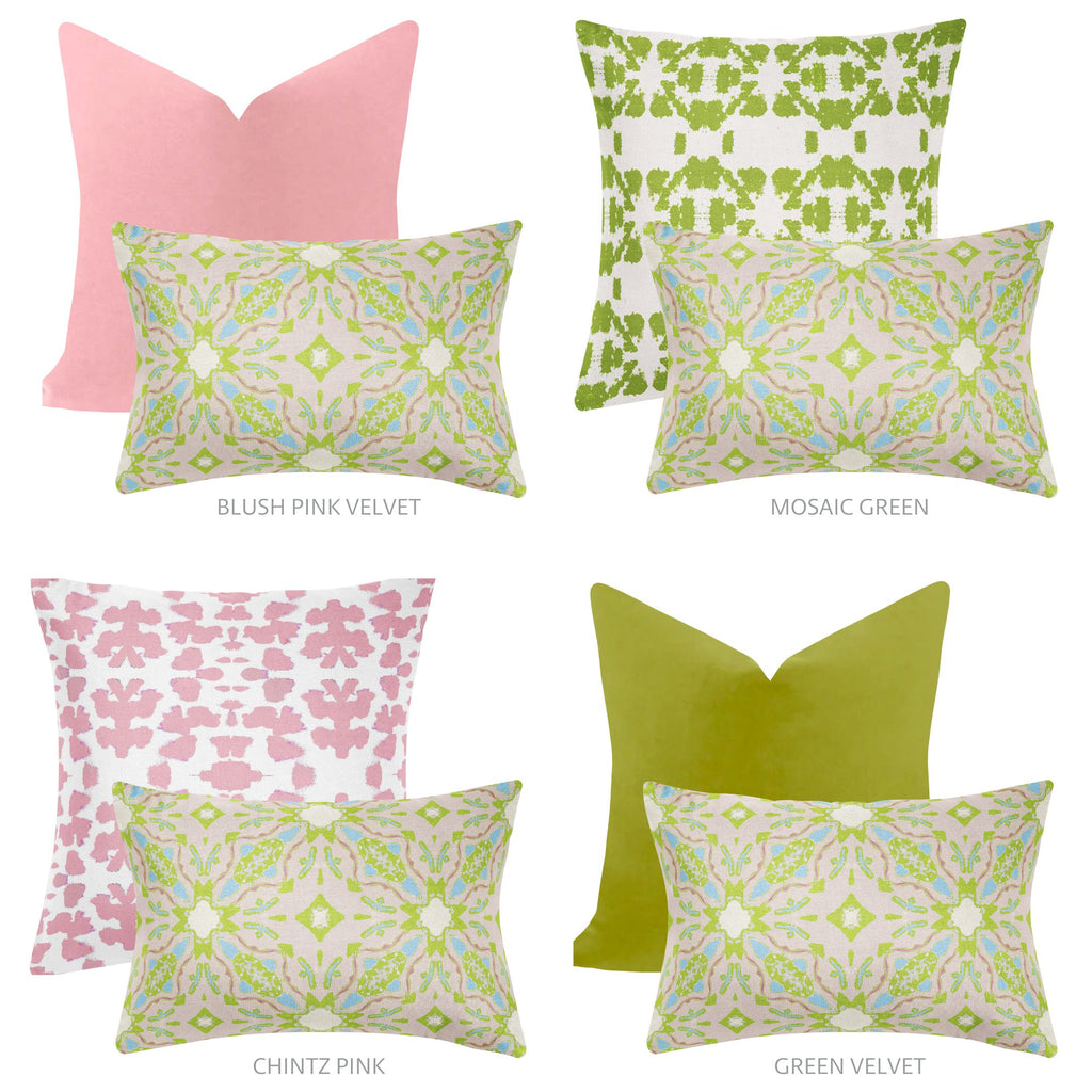 Lagos Blush Throw Pillow and complementing patterns