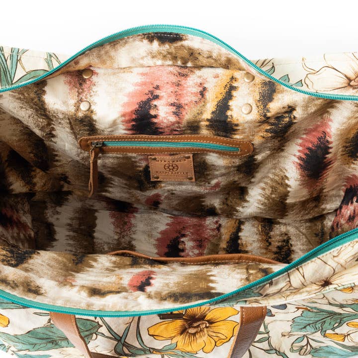 Lovely Florals Weekender Bag in light green interior