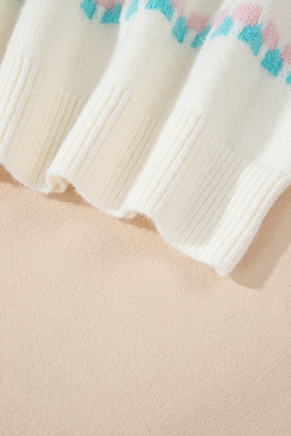 Christmas Tree Ribbed Hem Dropped Shoulder Sweater in white