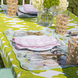 Mosaic Lavender Scalloped Dinner Napkins adds elegant style