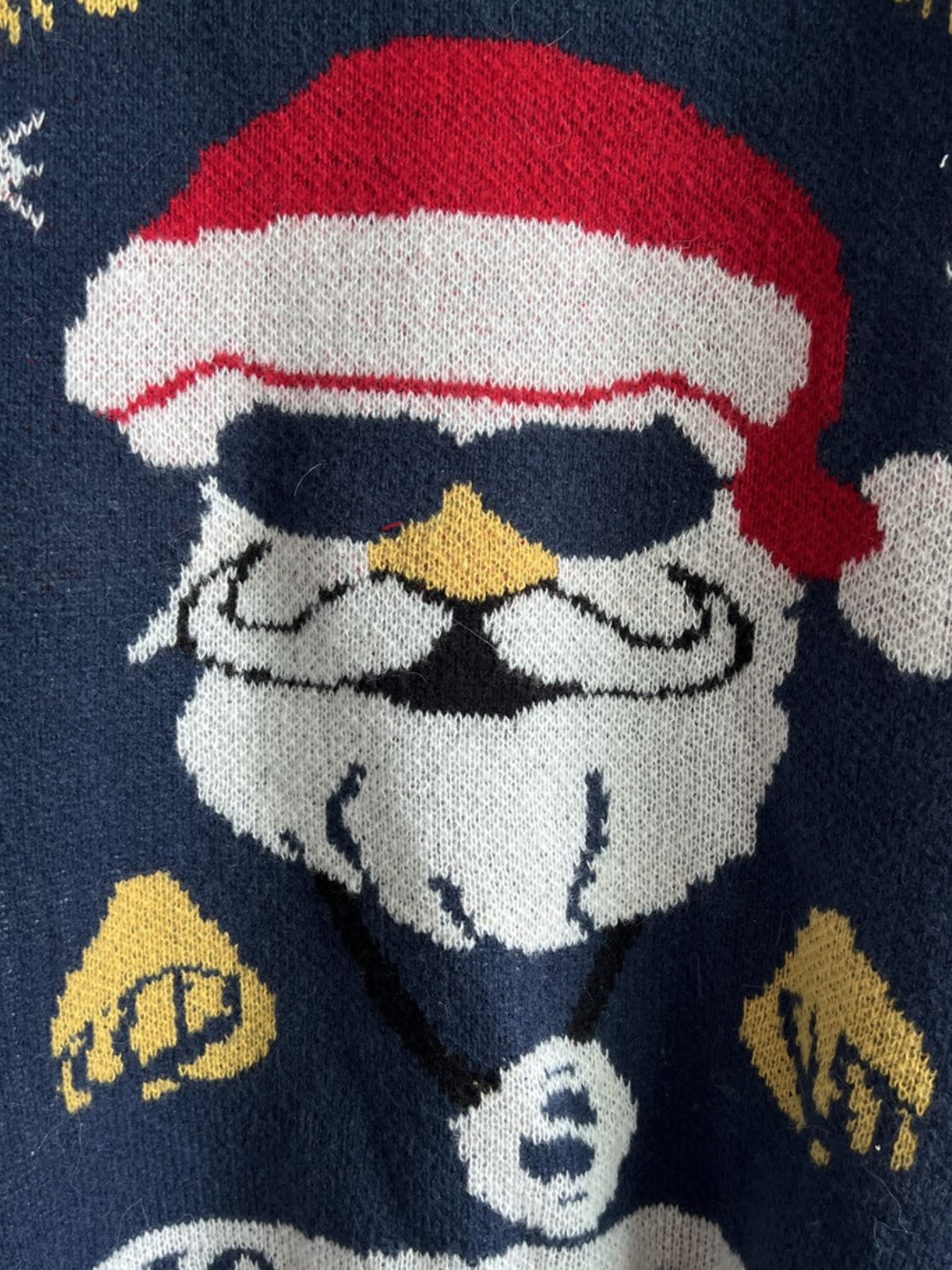 Santa Round Neck Long Sleeve Sweater in dark blue