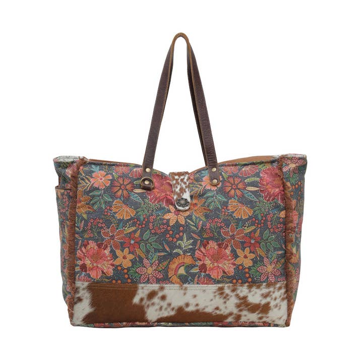 Fyole Weekender Bag combines florals with western hide