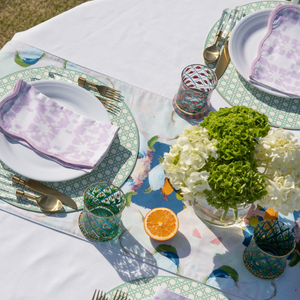 Monet's Garden Navy Table Runner complements a variety of settings.