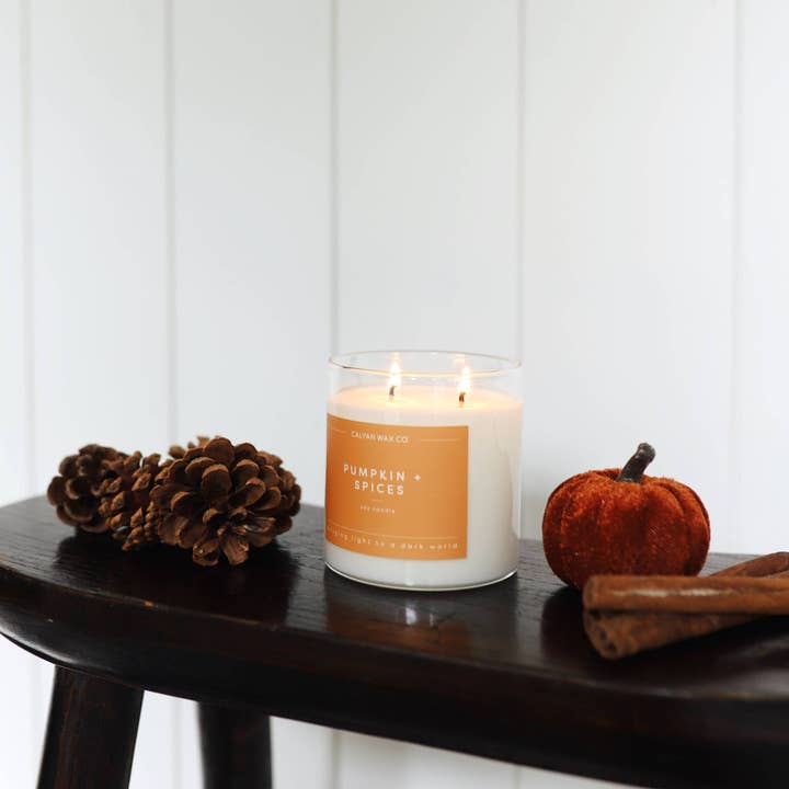 Pumpkin + Spices clear glass tumbler candle is a Limited Edition!