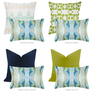Wintergreen Throw Pillow pairs with complementary patterns