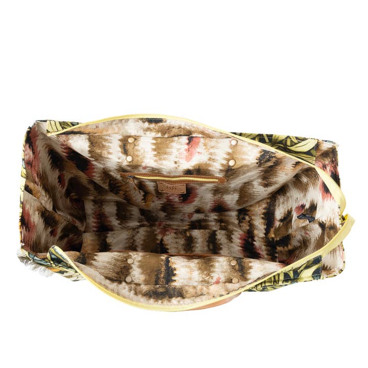 Lovely Florals Weekender Bag in dark green interior