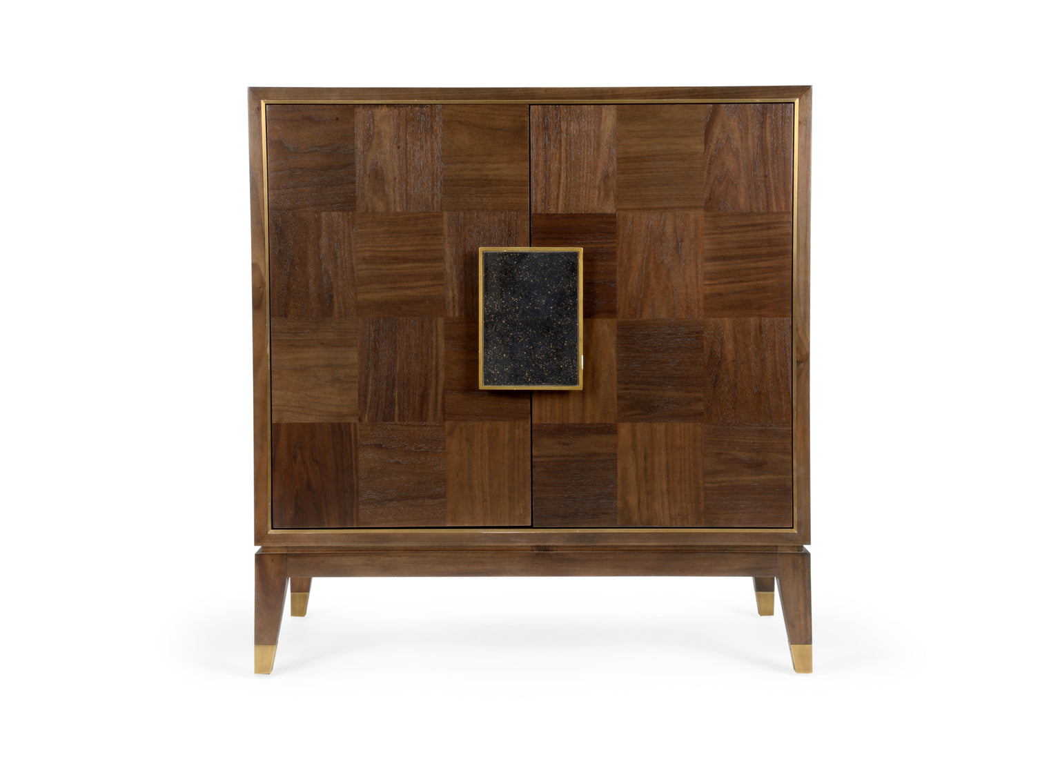 Andros Black Walnut Cabinet has an antique mirror on door