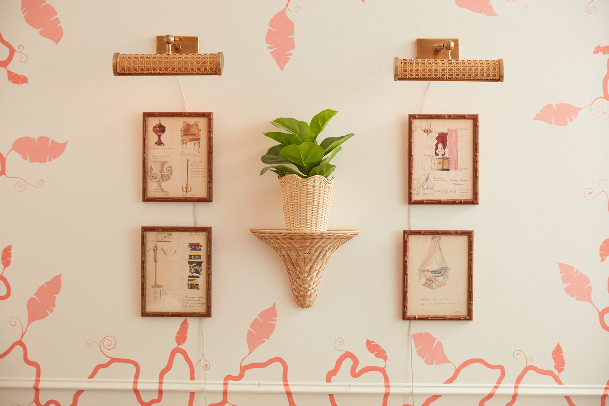 Baytree Wicker Bracket-Natural shown with Cane Picture Lights