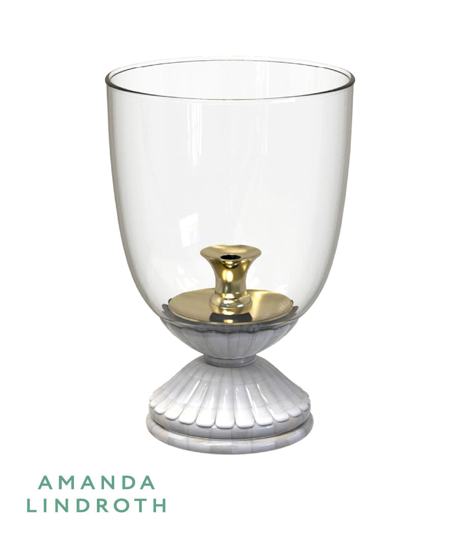 Beaumont Hurricane Short candle holder with hand-carved bone base and brass candle holder