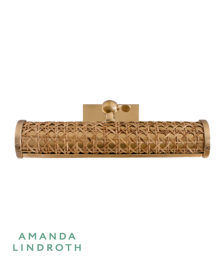 Cane Picture Light from Amanda Lindroth. Cane and brass fixture