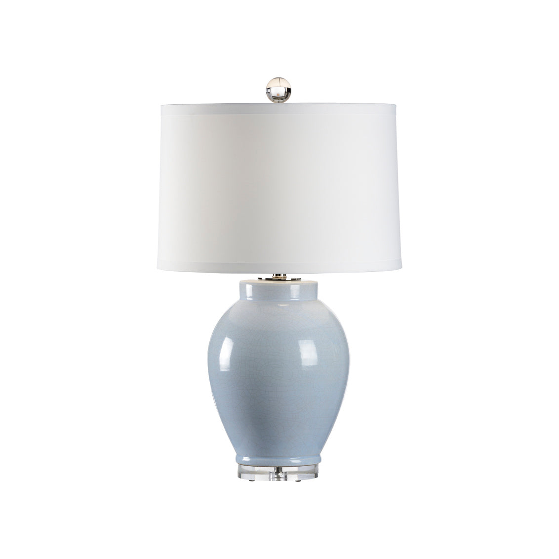 Drip Table Lamp has a cloud blue crackle finish